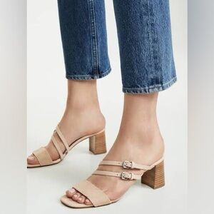 Botkier “Dune” Strappy Block Heels Neutral Suede. New with box.